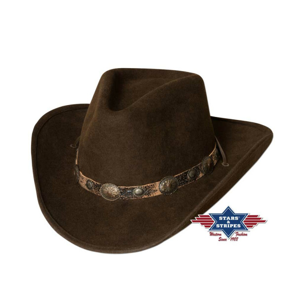 Westernhut Cowboyhut -EL DORADO- 100% Wollfilz formbare Krempe 61