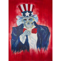 Uncle Sam Dead Tod Acrylbild Malerei Wandbild Amerika Original handgemalt signiert 100*80cm