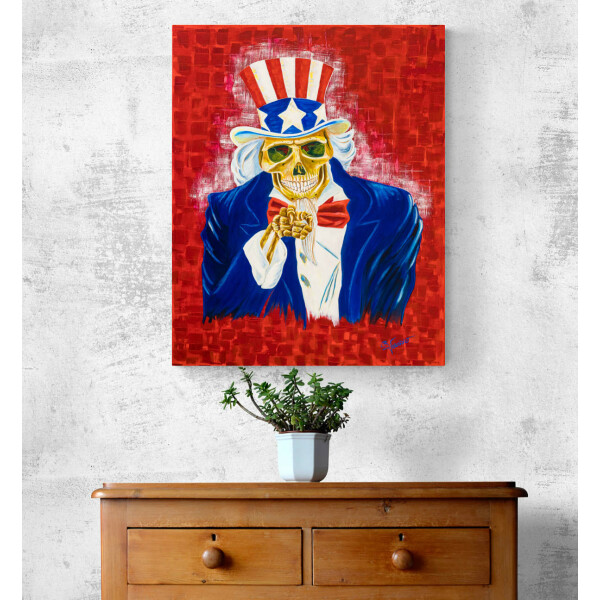 Uncle Sam Dead Tod Acrylgemälde, Wandbild, I want you! 80x100cm, signiert