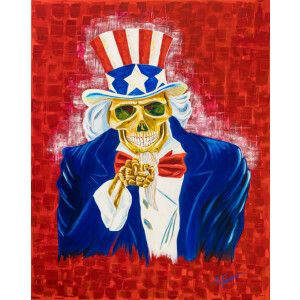 Uncle Sam Dead Tod Acrylgemälde, Wandbild, I want...