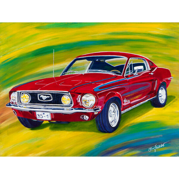Leinwanddruck vom Acryl Gemälde -Ford Mustang Fastback-
